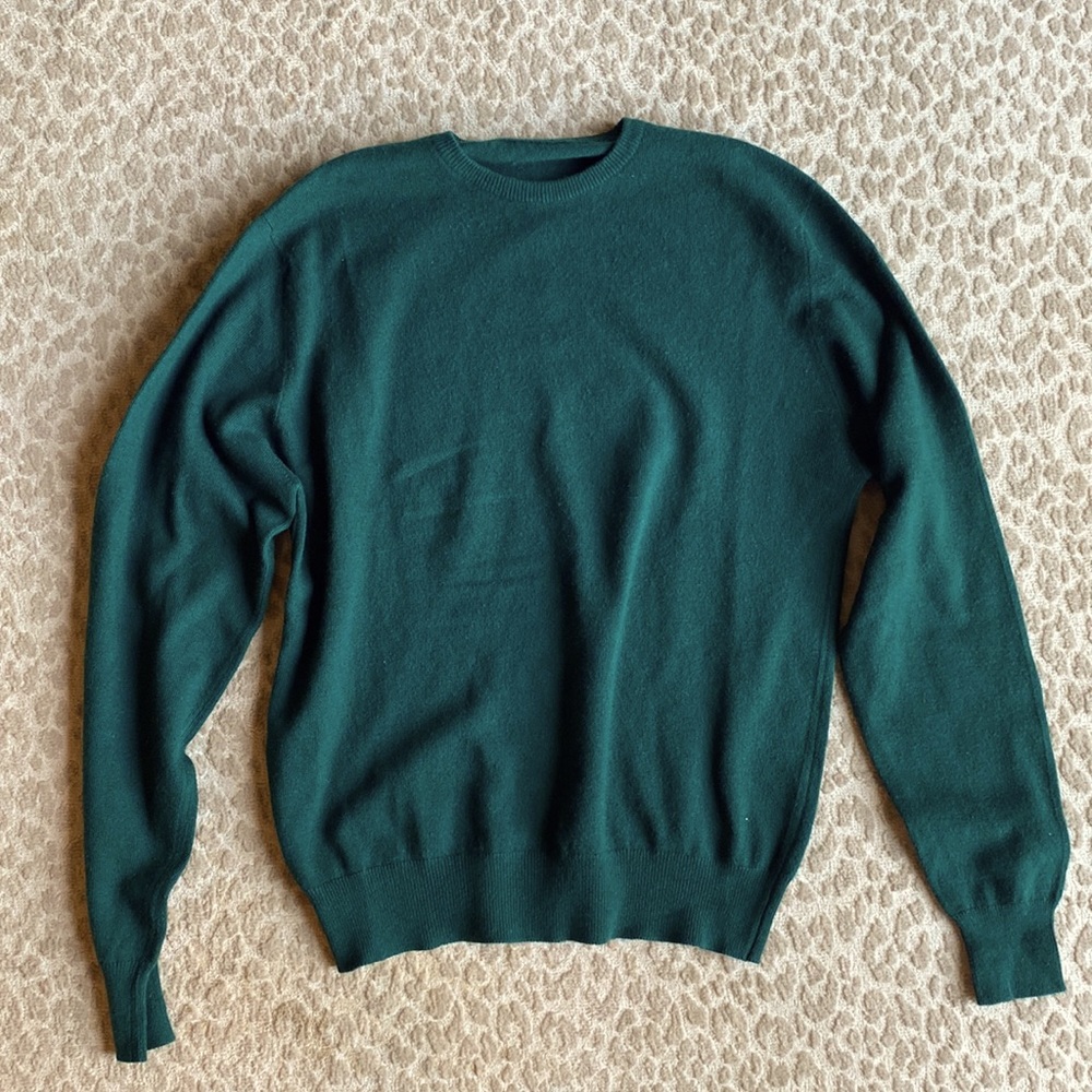 Vintage 100% Cashmere Forrest Green Crewneck Sweater, size L